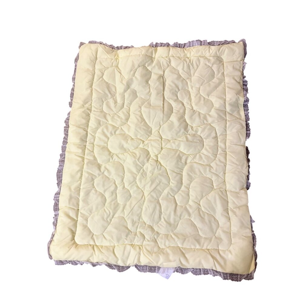 Vintage JCPenney Crib Quilt & Pillow Set Lace Edge Floral Baby Blanket Nursery - Picture 4 of 16